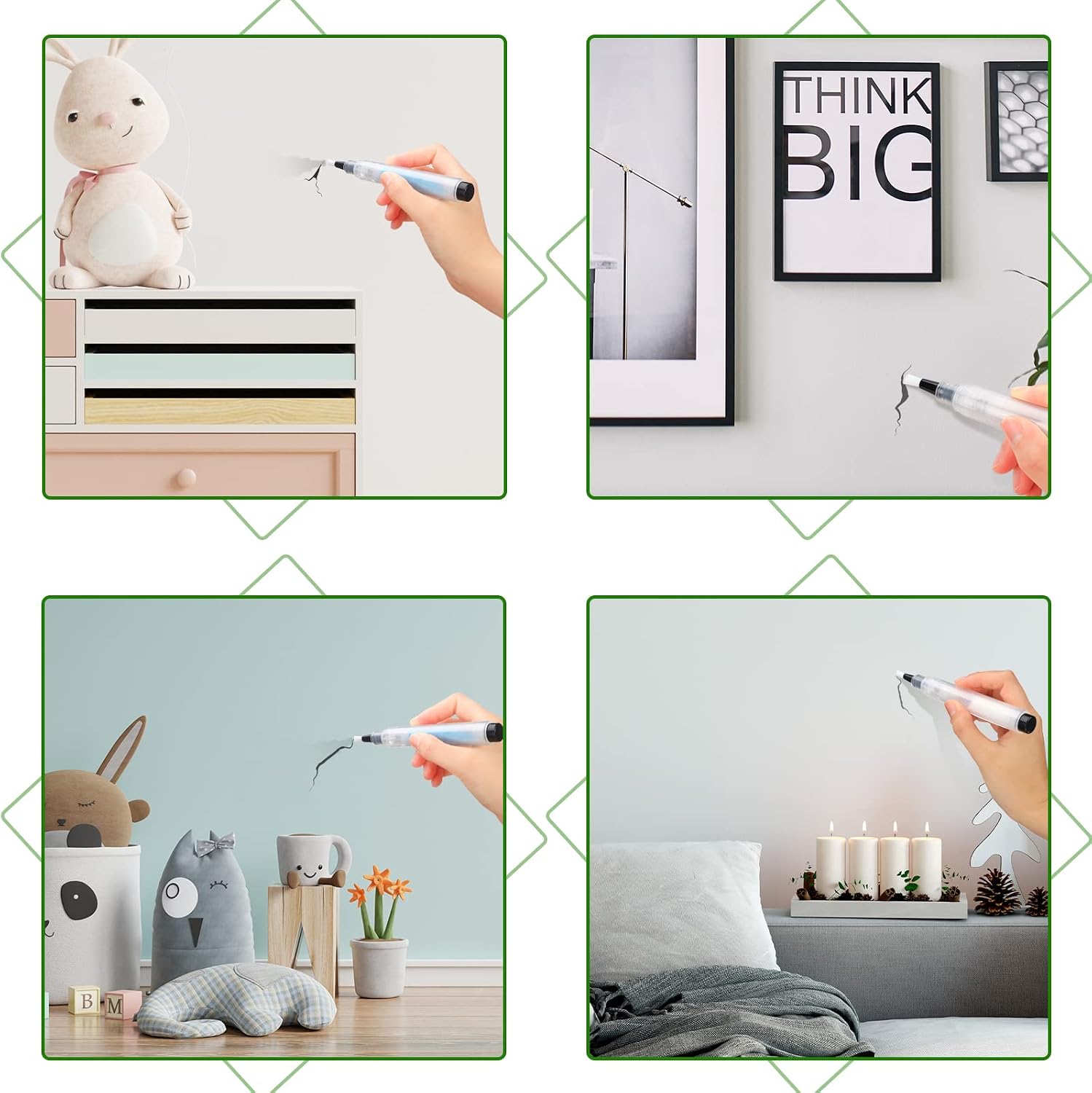BBTO 5 Pack Touch up Paint Pen Fillable Refillable Paint Pen for Walls Reusable Wall Repair Painting Brush Tool for Wood Floors Furniture Cabinets Windows Doors Repair DIY Home Improvement