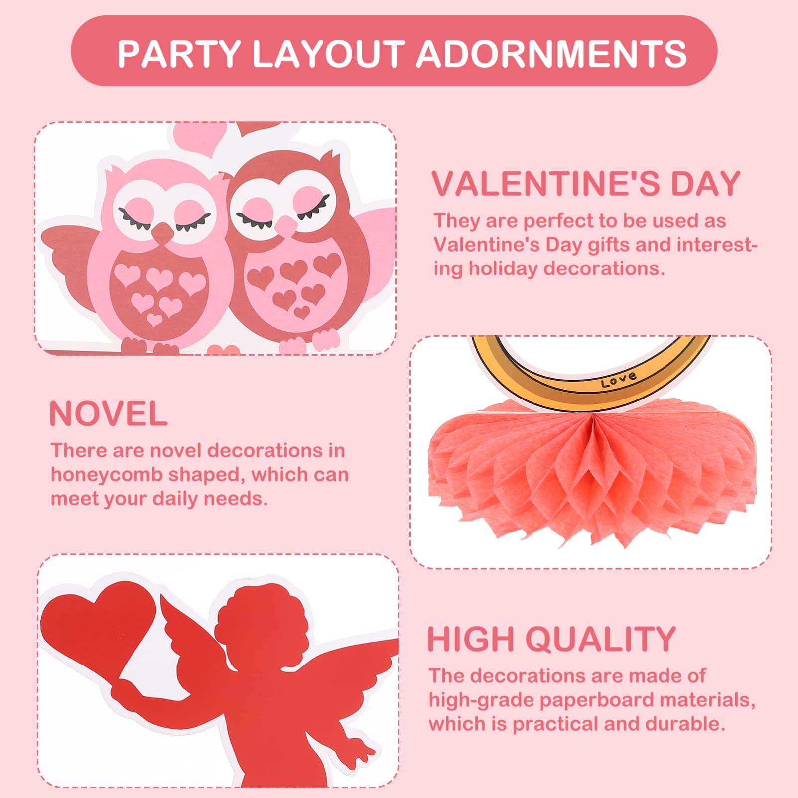 Amosfun 3 Juegos Decoración del Día De San Valentín Decoración San Valentín Adornos Fiesta Panal Decoración De Mesa Colgante De Bolas De Papel Ornamento Casero 3D Rojo 9 Uds * 3