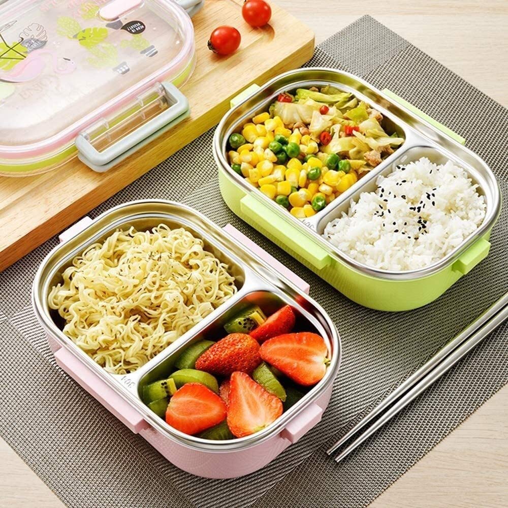 fiambrera, Fiambrera de acero inoxidable 304 grado alimenticio con compartimentos for adolescentes, hombres y mujeres(Grün)