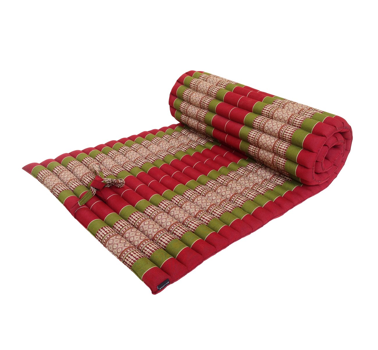 Traditional Thai Kapok Roll-Up Meditation Mattress for Yoga Massage or Relaxation (Green, Burgundy) — image 1