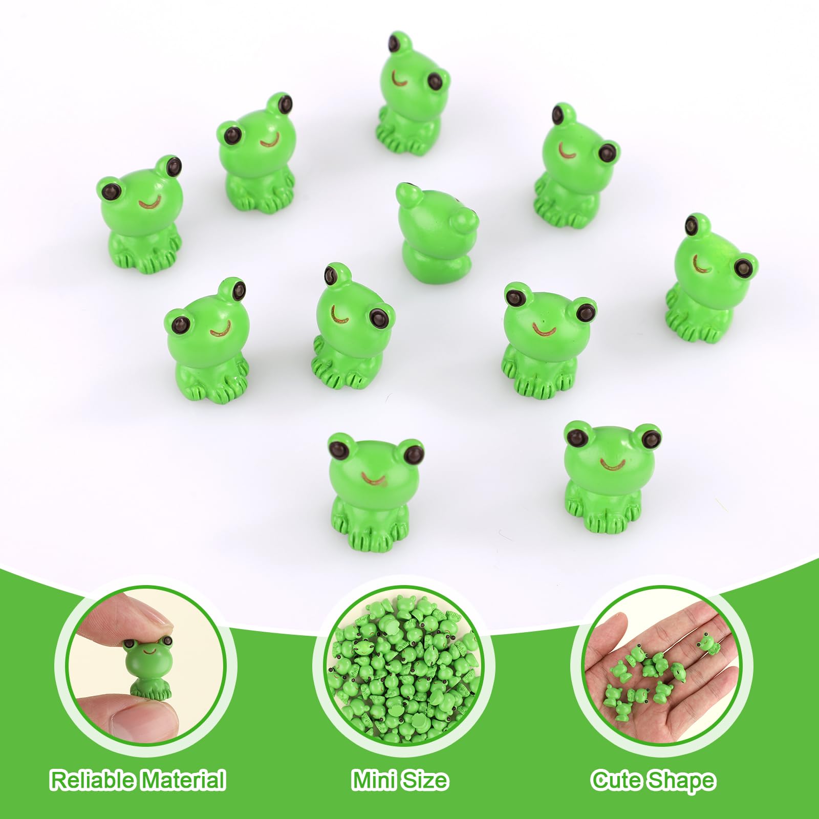 50pcs Resin Mini Frogs, Green Cute Frog Figurines Miniature Resin Frogs Garden Decor Mini Resin Animals Frog Ornament for DIY Crafts Dollhouse Decor - Image 4