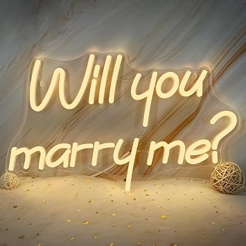 Will You Marry Me Neon Signs for Wall Decor Warm White LED Light Sign for Room Decor Light Up Sign for Valentines Day Marriage Proposal Party Wedding Decoration, USB Powered