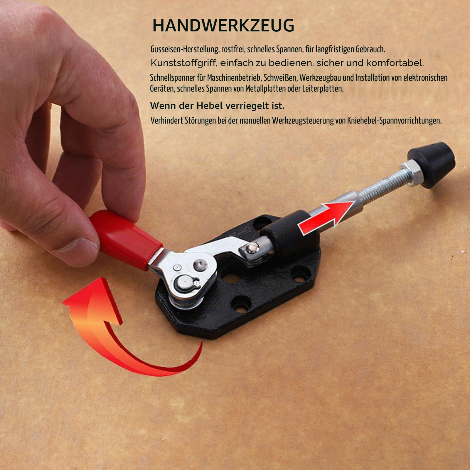 2pcs Umschaltklemme, Schnellabliebe -Druckstockschaltklemme, Abnehmbare Basis aus Gusseisen, für Holzbearbeitungsgeschäfte und -vorrichtungen, Taschenloch -Jigs, Schweißen, CNC