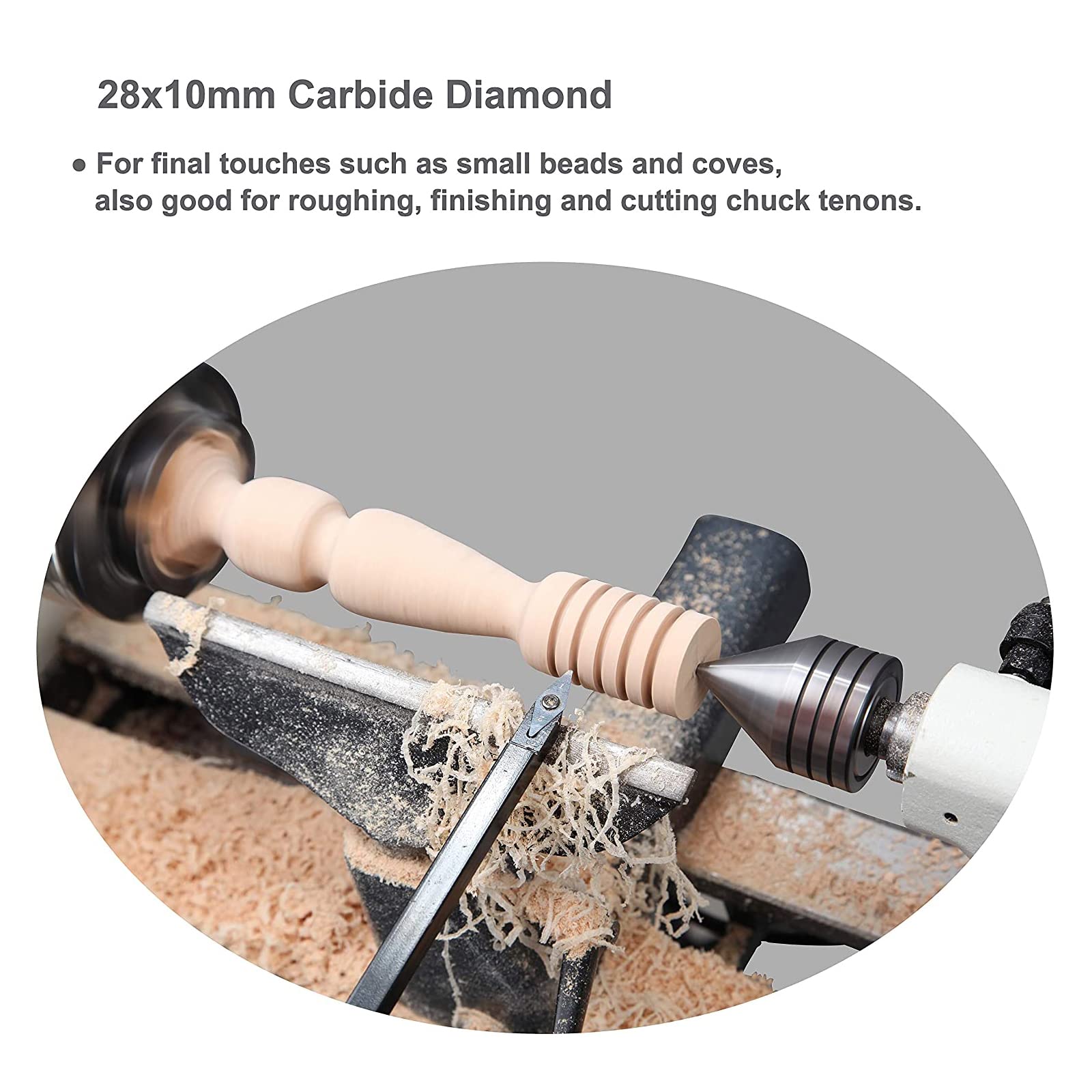 Jeu D'Outils De Tournage Bois En Carbure - 4 Plaquettes Rondes, Carrées Et Diamant Avec Mallette