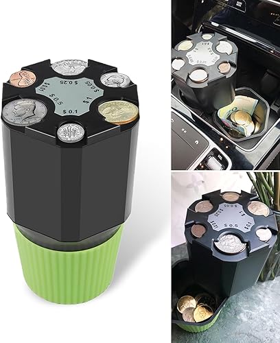 1 estante de almacenamiento de monedas de automóvil, organizador extra profundo de gran capacidad para varias monedas, estructura de doble capa,