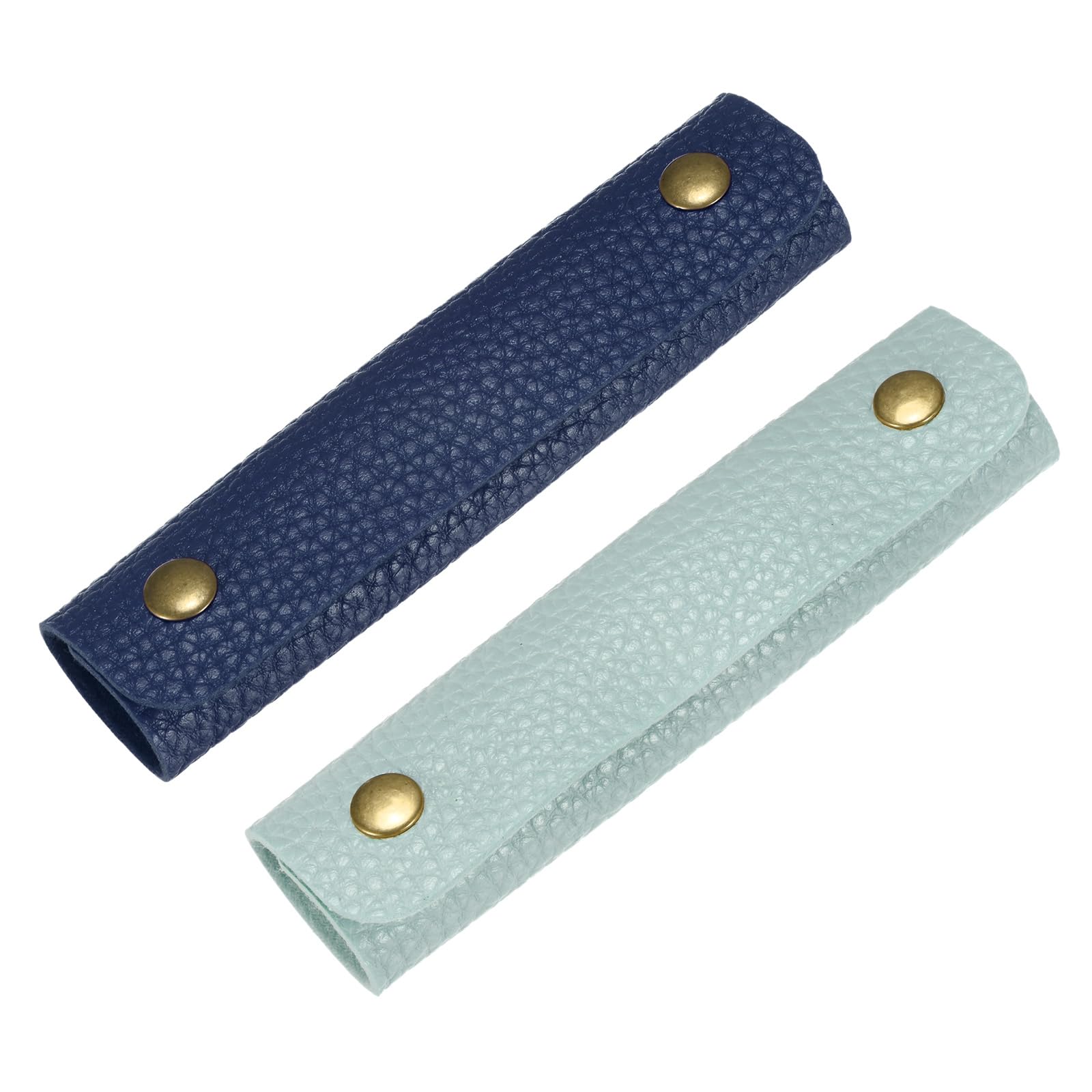 TIXIPEM 2PCS Leather Handle Wrap Cover 5in/12cm Navy Blue, Sky Blue