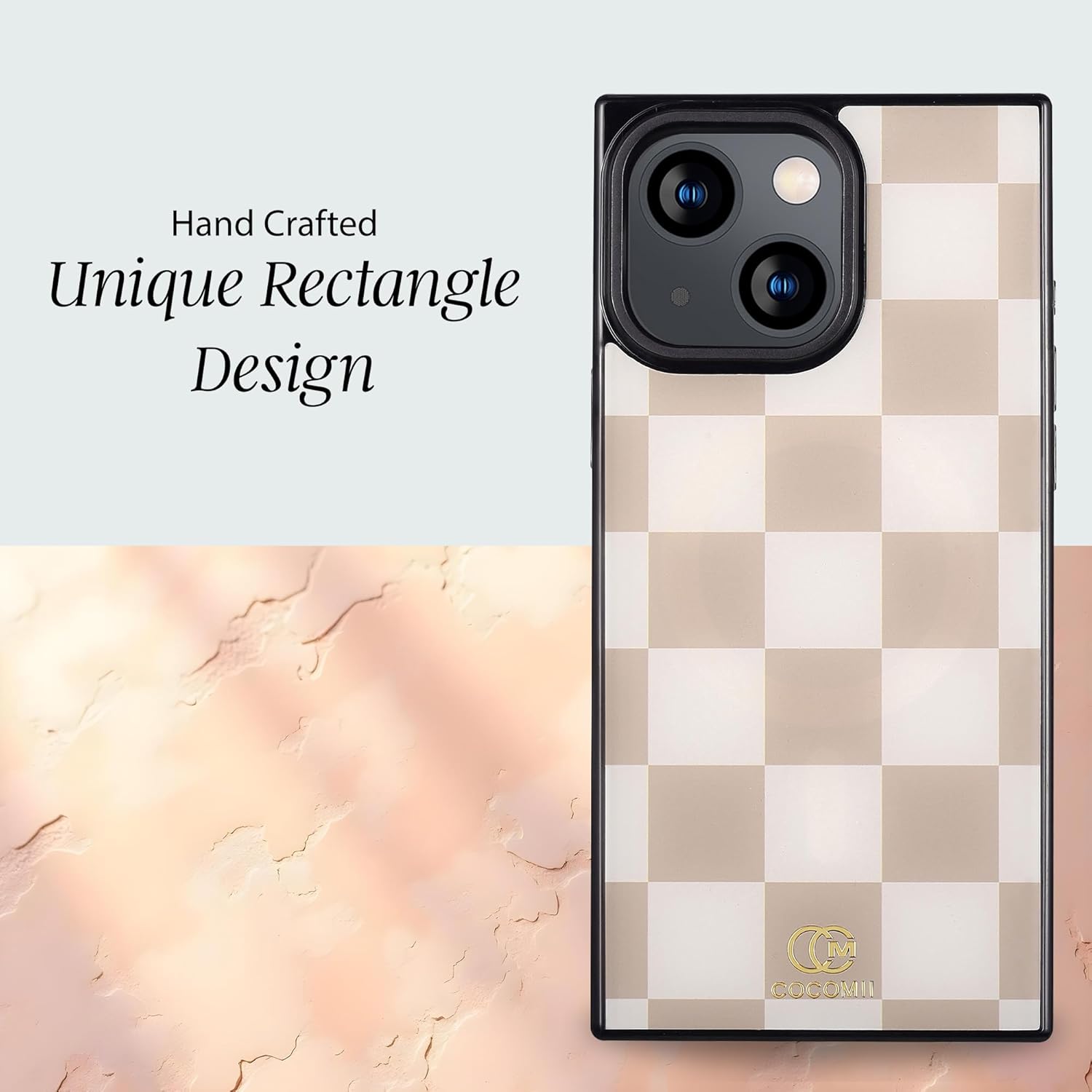 COCOMII Rectangle Case for iPhone 14/iPhone 13, Compatible with MagSafe, Neutral Checkered