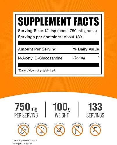 Miniatura 9 de BulkSupplements. com N-acetil D-glucosamina en polvo - NAG Powder - Suplementos de glucosamina, suplementos de apoyo para las articulaciones - 750