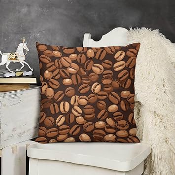 Coffee Beans Velvet Couch Pillow Cases 20 "x20 Vintage Coffee Print Couch Pillow for Couch Living Room Bedroom Car Outdoor Decorative Throw Pillows Spring Farmhouse Decor