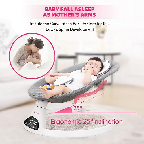 Miniatura 6 de Columpios de bebé para bebés y niños pequeños, gorila eléctrica para bebés, columpio portátil Bluetooth para recién nacido, balancín de bebé con