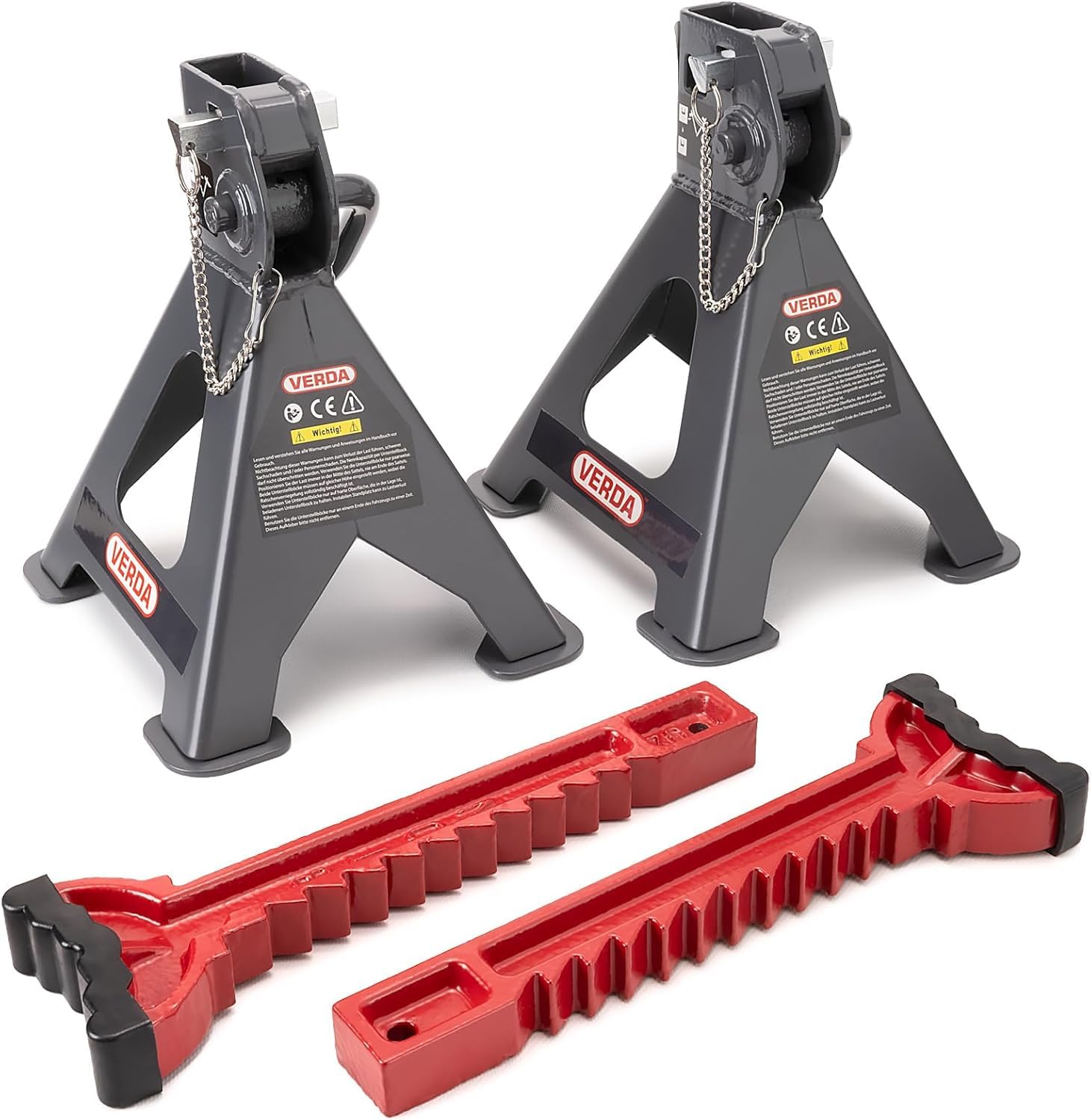 Verda Soportes 6T 385 – 600 mm, con fusible y almohadilla de goma, para elegir modelo, caballete de taller, cambio de neumáticos, caballete de coche, caballete de apoyo