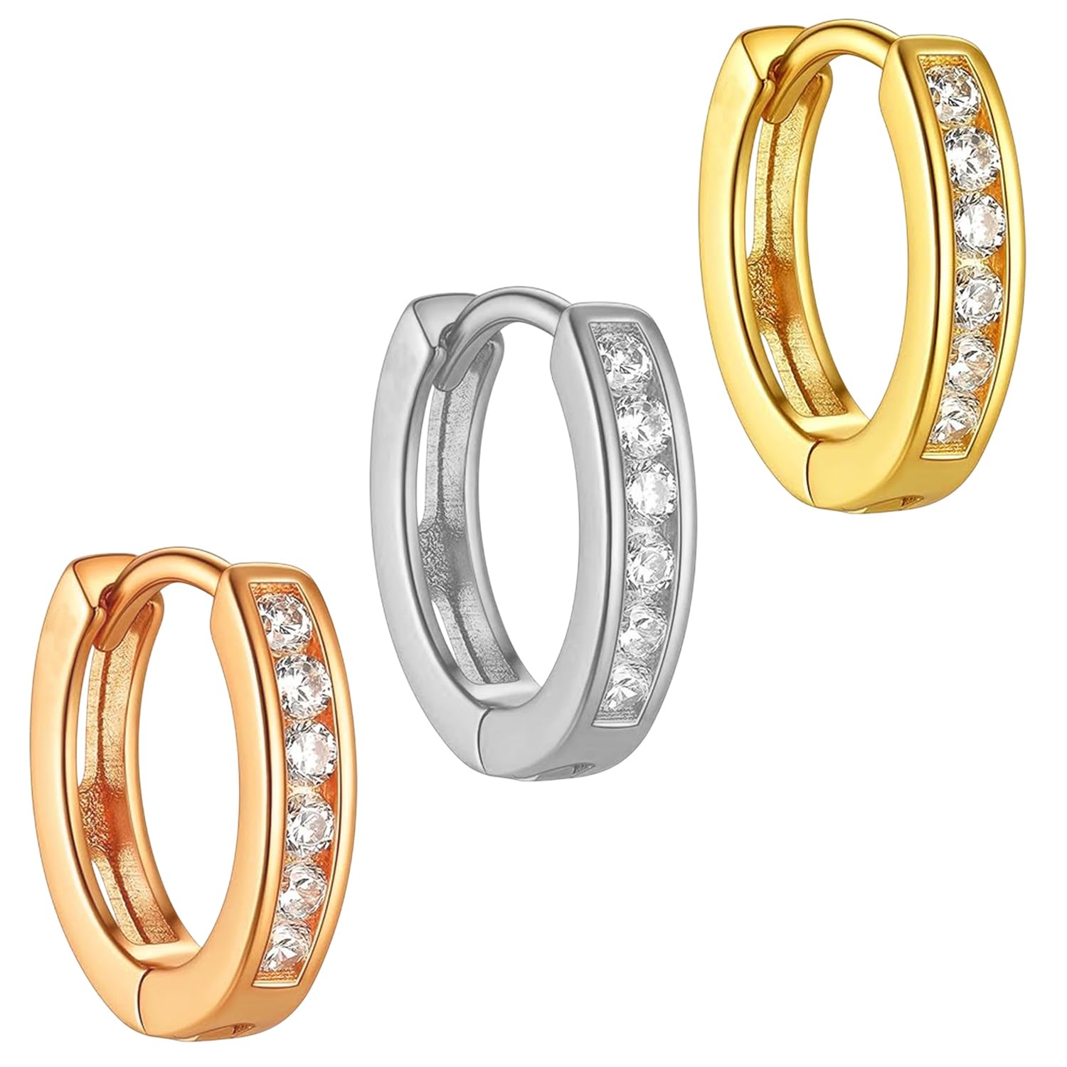 FASHIONS Silver Gold & Rose Gold Plated White Stone Piercing Ring Nose Pin Pierced Hole Type Nosepin Combo for Women & Girls-image-40
