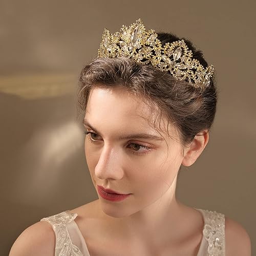 Miniatura 9 de Exacoo Tiara de plata para boda, tiaras y coronas para mujer, tiara de reina de diamantes de imitación para mujer, corona de princesa, diadema de