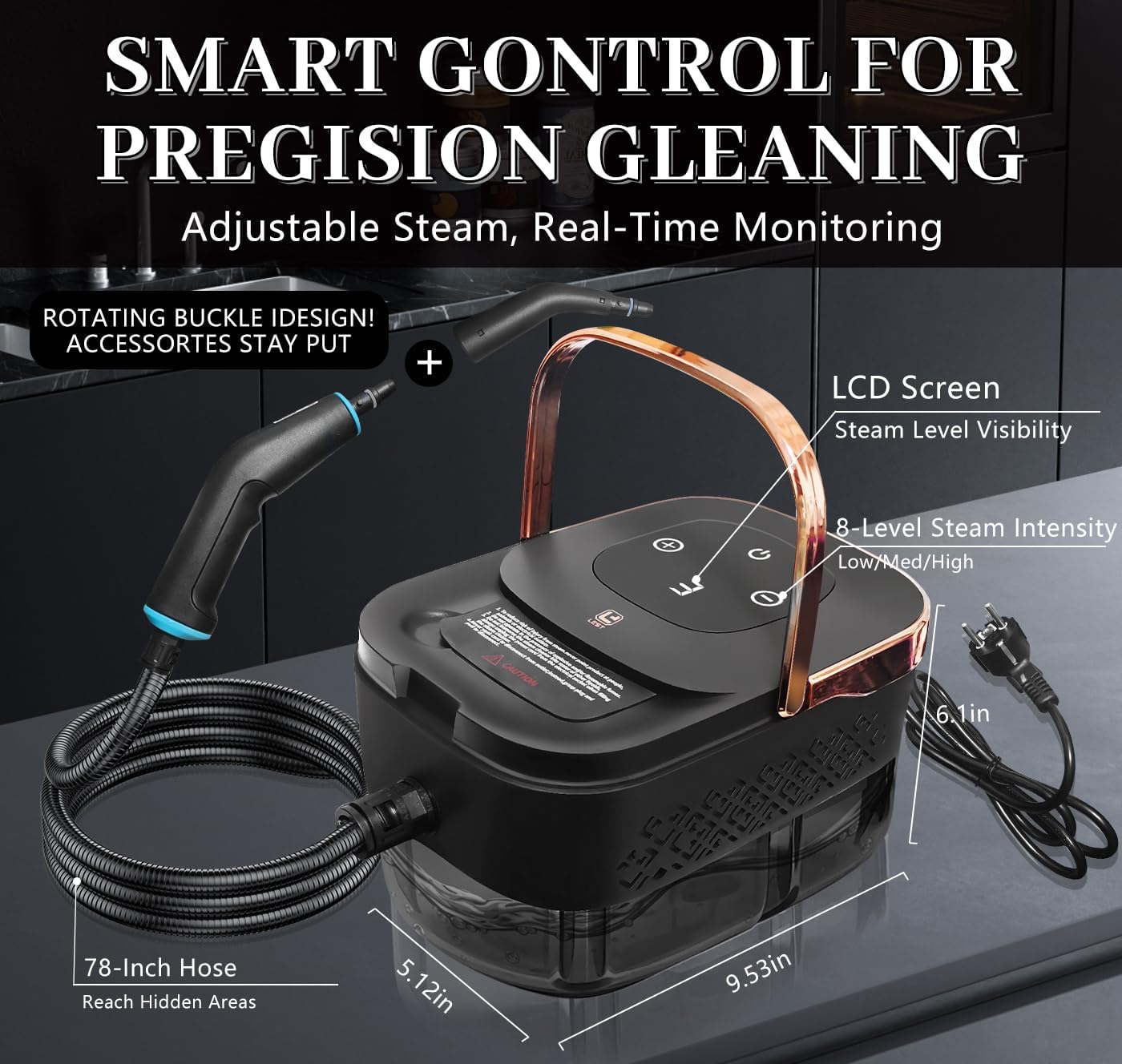 Steam Cleaner, Steamer for Cleaning, 2500W Pressurized Steam Cleaner with 1.2L Water Tank and 12 Attachments, Portable Steamer Cleaner for Home Car Kitchen Bathroom Furniture Tile Grout - Image 2