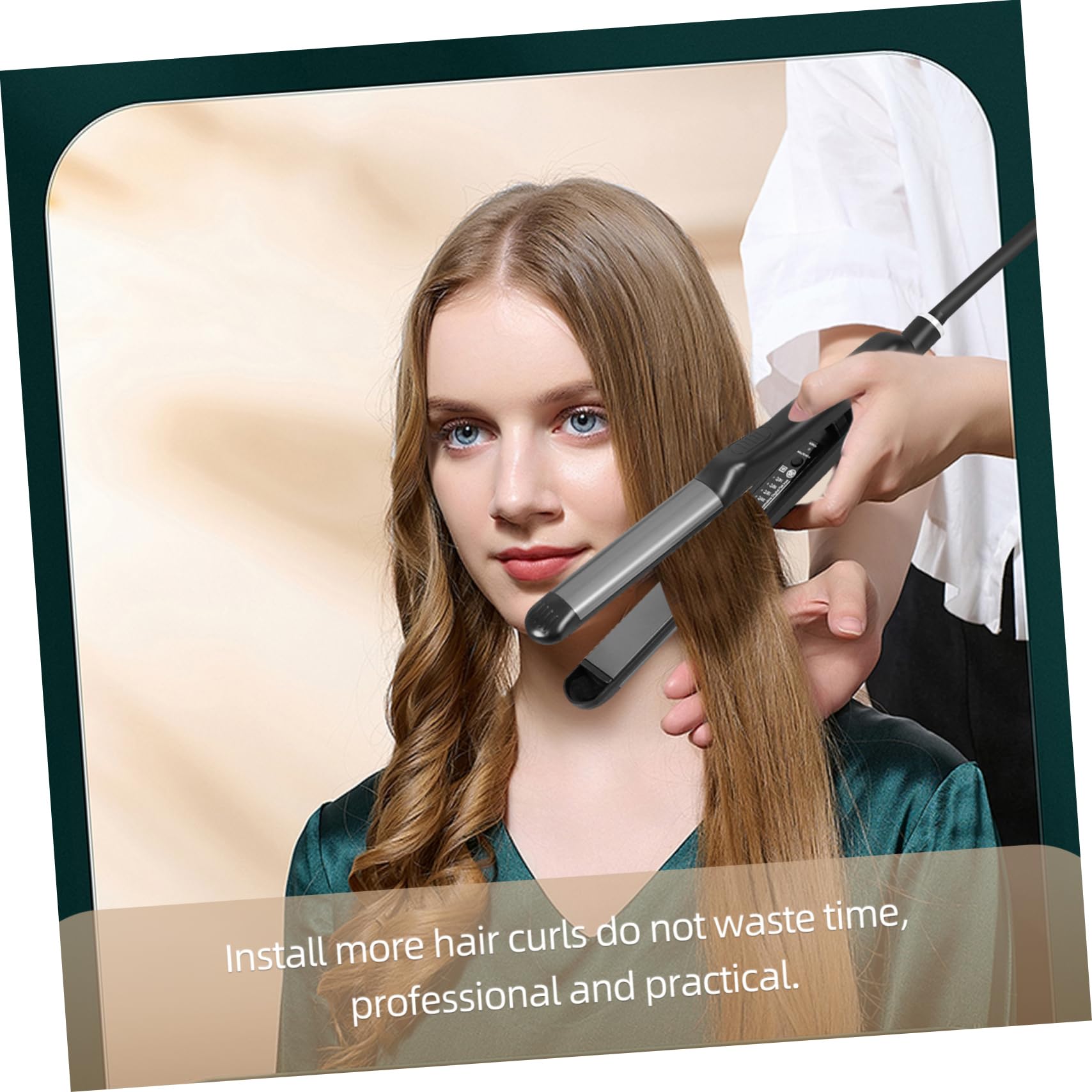 IWOWHERO 1Pc Dual Purpose Hair Straightener Curler Portable Steam Iron for Salon Home Use Temperature Durable Design with US Plug Black