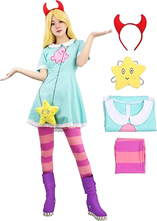 DAZCOS Womens Star Cosplay Costume Outfit Accessories Horn and Bag