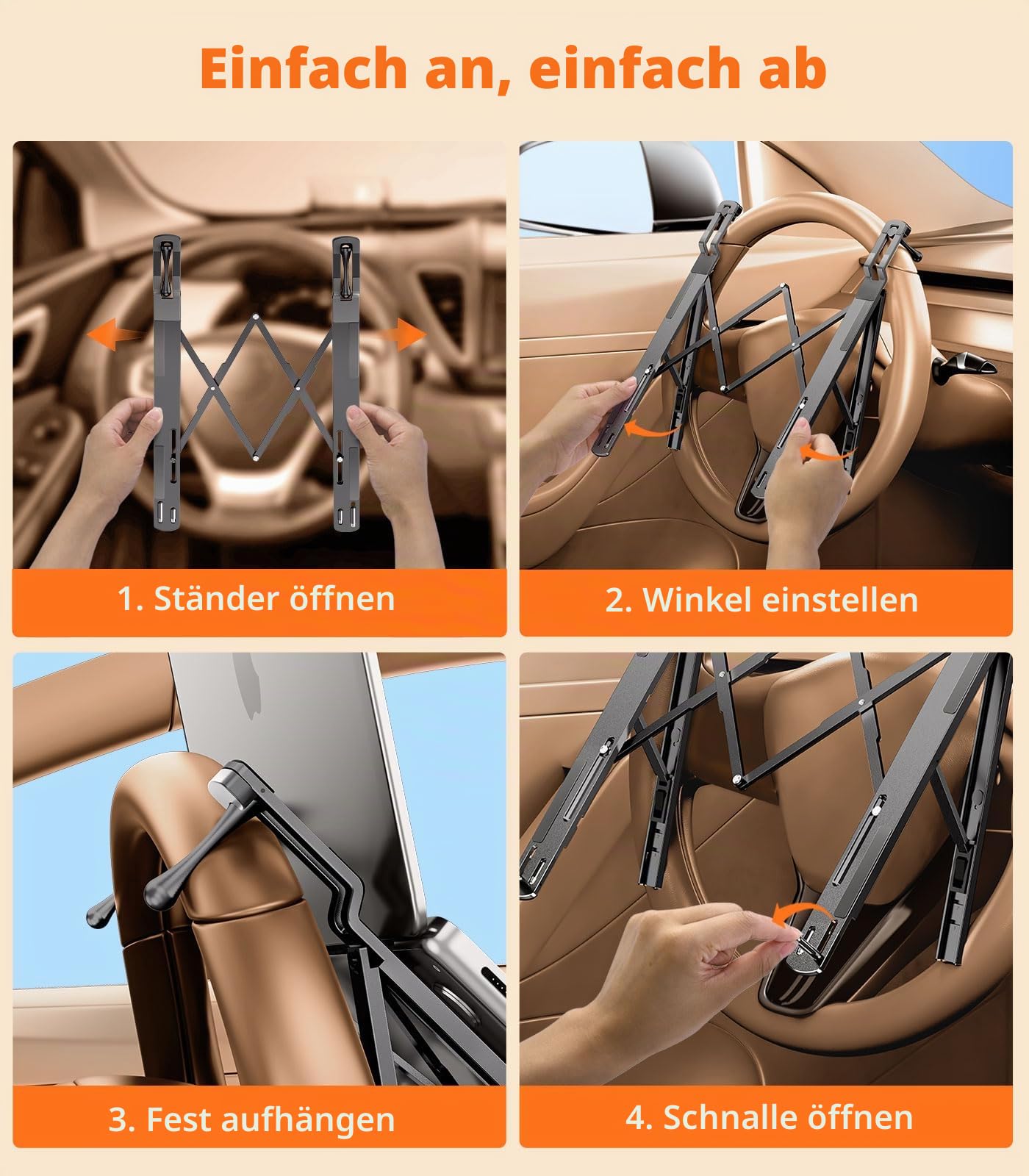 Auto-Laptophalterung, Lenkradablage, höhenverstellbar, Auto-Schreibtisch für Laptop, Computer, Tablet, faltbarer tragbarer Schoß-Laptop-Ständer für Auto, Fahrzeug, Arbeitsplatz, Zubehör, LKW
