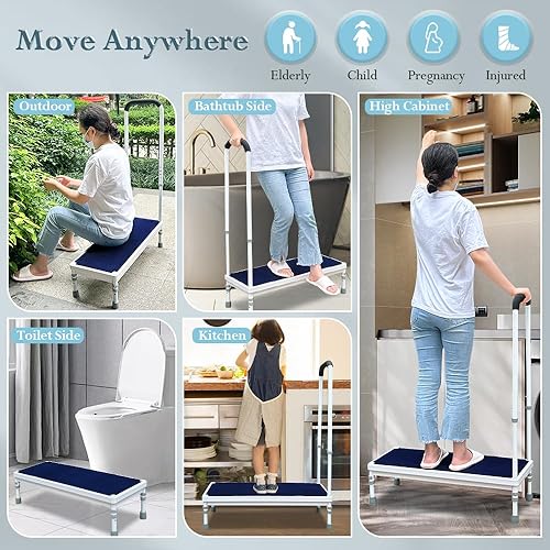 Miniatura 6 de Taburete médico con asa, escalones de cama para camas altas para adultos mayores 3 en 1, mango de cama de seguridad, asistencia de mesita de noche,