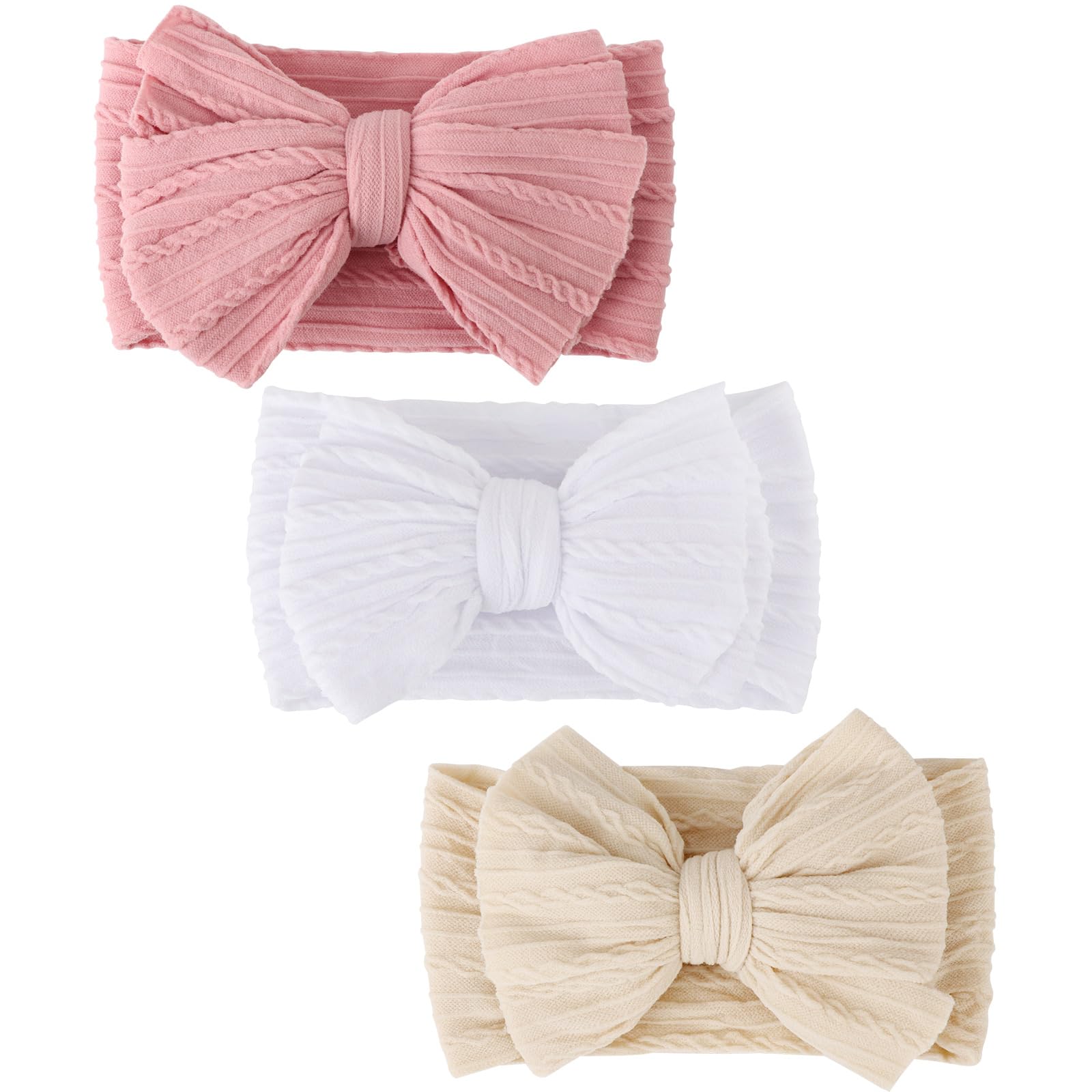 DRESHOW 3 Pezzi Fasce Ragazze Nylon Elasticizzato Accessori per Capelli Fatti a Mano per Neonati Bambini Bambine