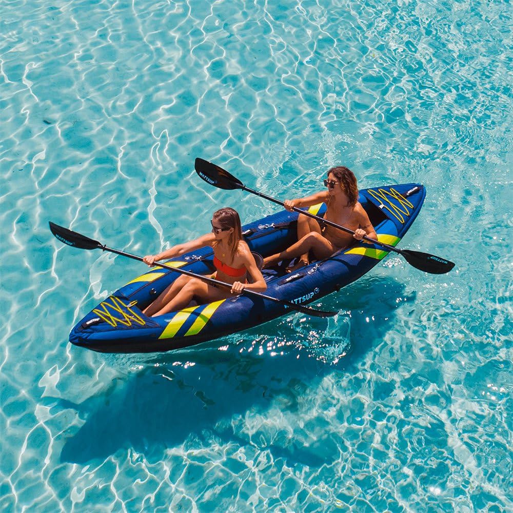 Kayak Gonfiabile Wattsup CRUCIAN 1 Piazza - 340 x 95 cm (11'1 x 37") - Carico massimo 180 kg - Pacchetto completo paddle + sacchetto + sedile + pompa