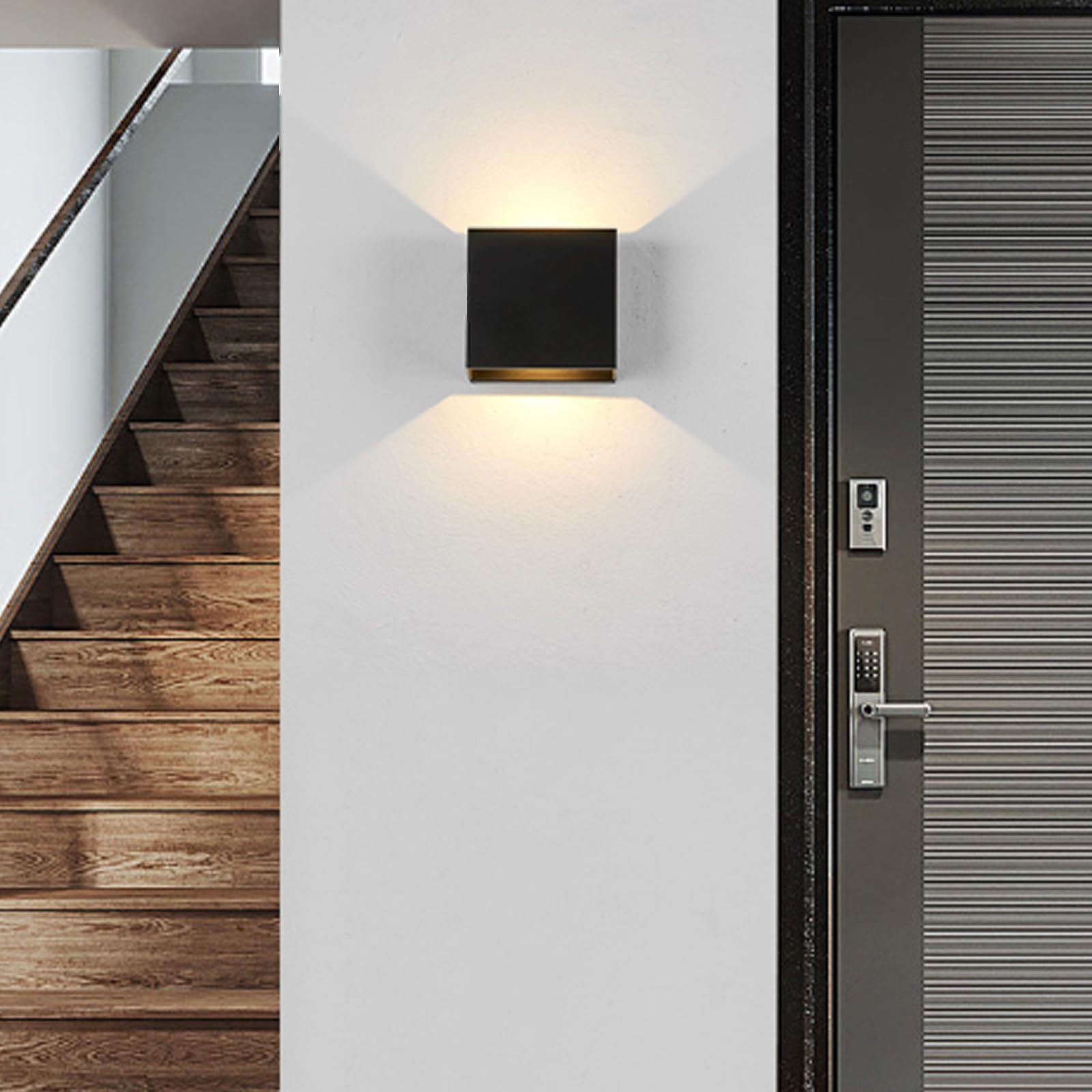 LED Interno Applique da Parete con Sensore di Movimento Luce da Parete Regolabile Angolare Alluminio Lampada da Parete USB Ricaricabile Rettangolare Design per Soggiorno (Nero Luce Calda,2 Pezzi)