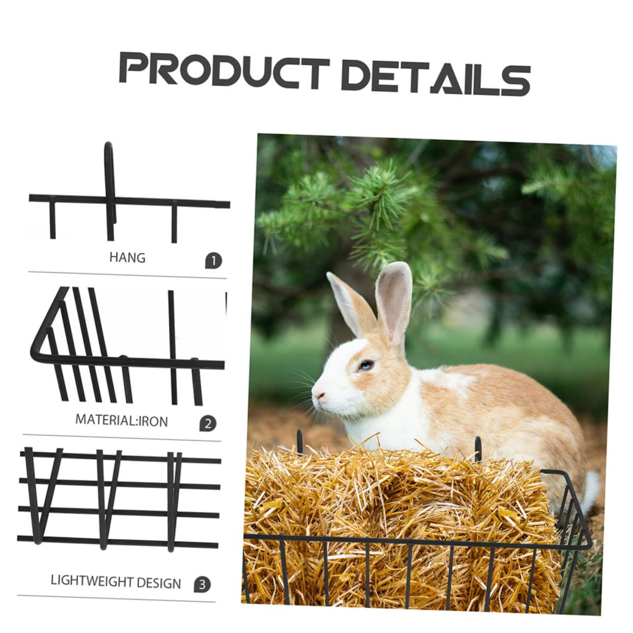 Râtelier à Foin pour Lapins en Fer Noir 5 Pièces pour Cage | Contrôle des Portions, Stable et Difficile à Déplacer, Adapté aux Chinchillas et Lapins en Intérieur