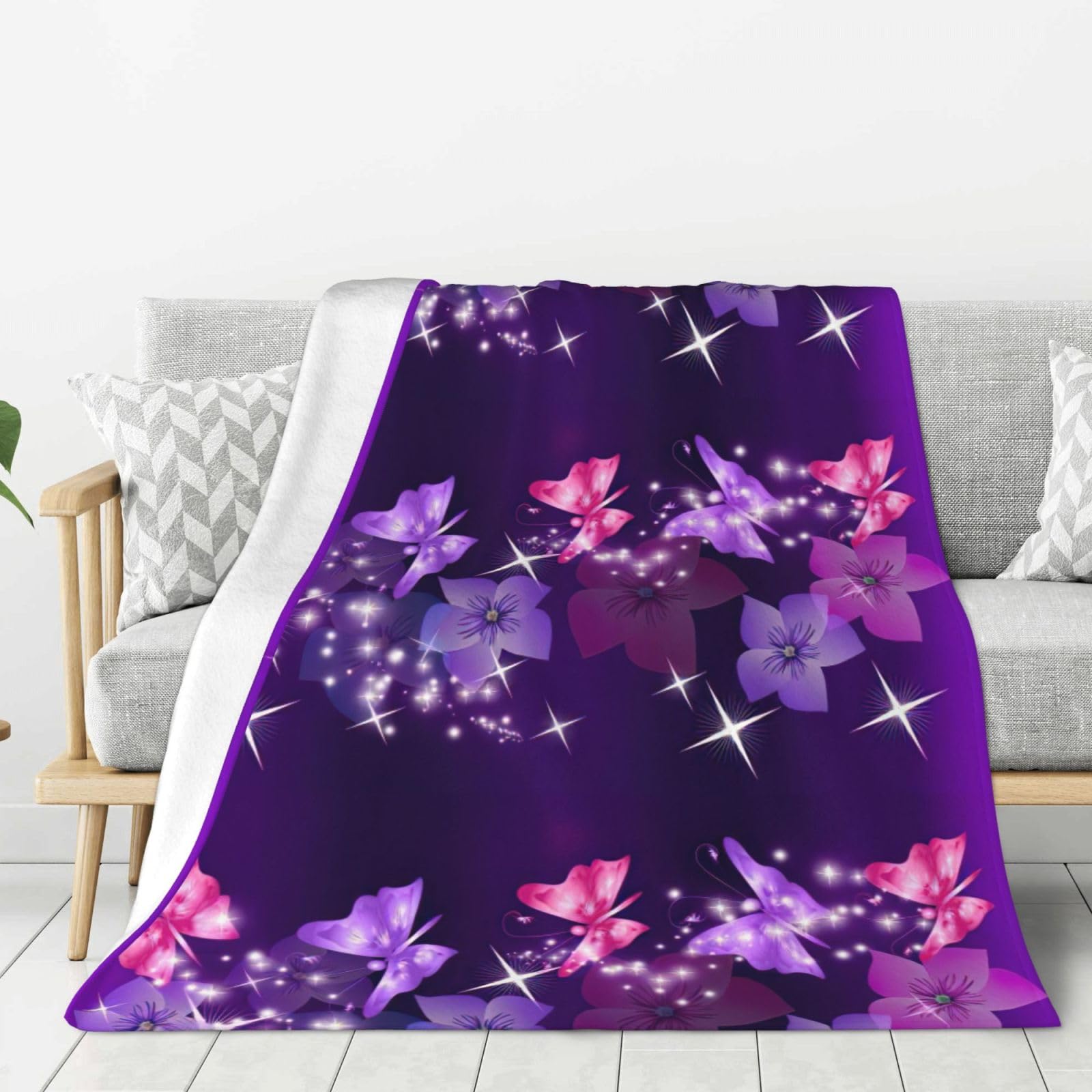 Couverture douce et épaisse haut de gamme motif papillon pour lit double