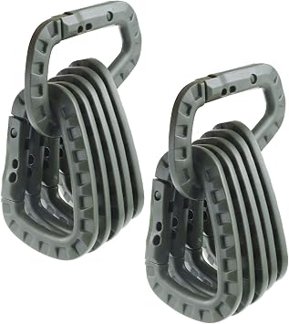Tactical Carabiner Keychain 12 Pack Heavy-Duty Polymer D-Ring Clips, Lightweight MOLLE Backpack Hook, Quick-Lock Gear Clip for Outdoor Camping, Hiking, Survival Not for Climbing