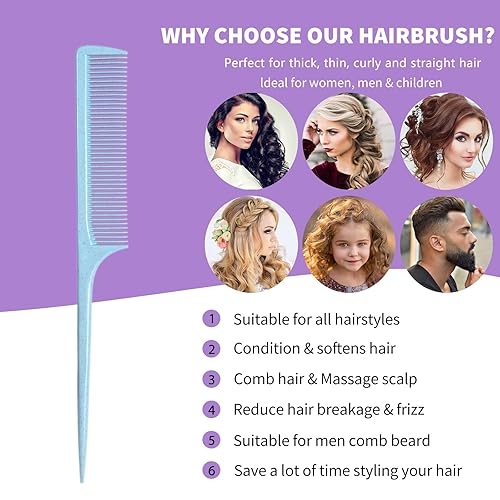 Miniatura 4 de Cepillo desenredante para cabello húmedo, 3 piezas, cepillo para el cabello para mujeres, cepillo desenredante para cabello rizado, peine de dientes