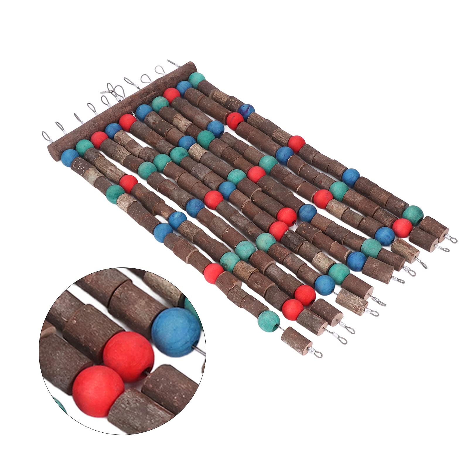 Juguetes para Masticar pájaros de Madera Multicolor, mordedura Comestible Segura, Juguetes para rasgar Loros con Alambre de Acero, Bloques de Cuentas de Madera