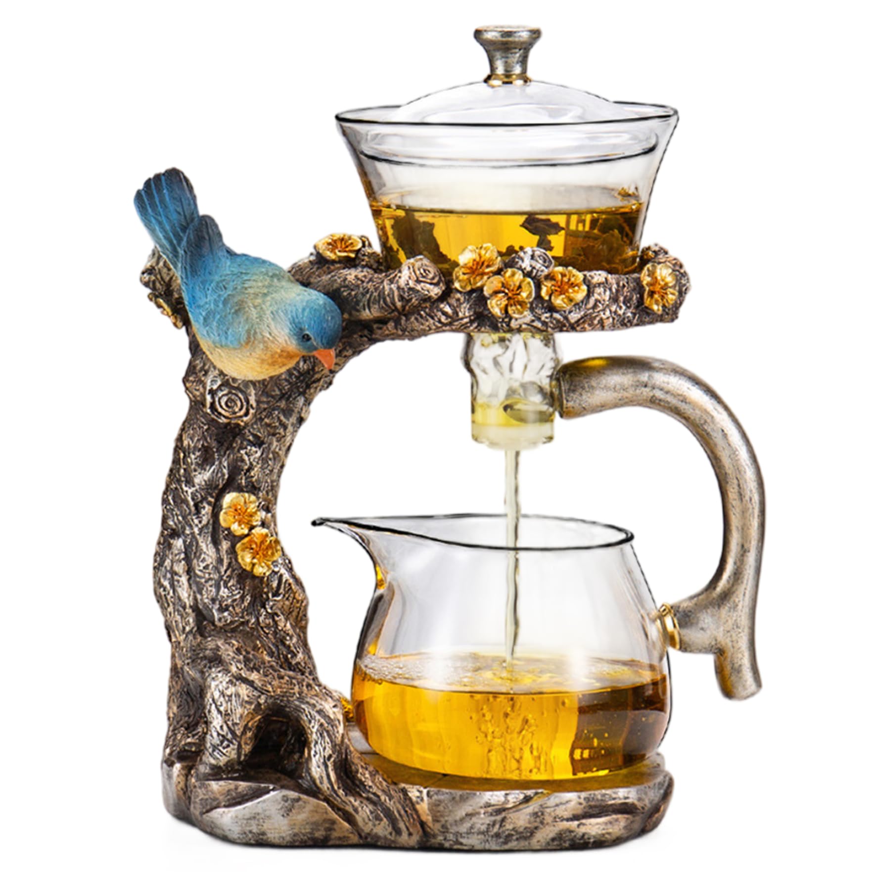 Juego de té semiautomático tetera magnética de vidrio de borosilicato de alta calidad con infusor juego de té Kung Fu para el hogar la oficina regalos de viaje tetera magnética.