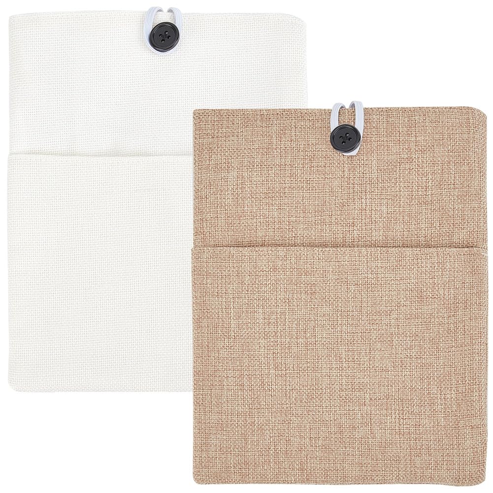 CRASPIRE 2 Colors White Book Sleeve Cotton-Padded Book Cover Book Protector Multilayer Book Sleeve for Paperbacks Washable Fabric Cloth Book Cover with Extra Sleeve Pocket for Book Lovers Gifts