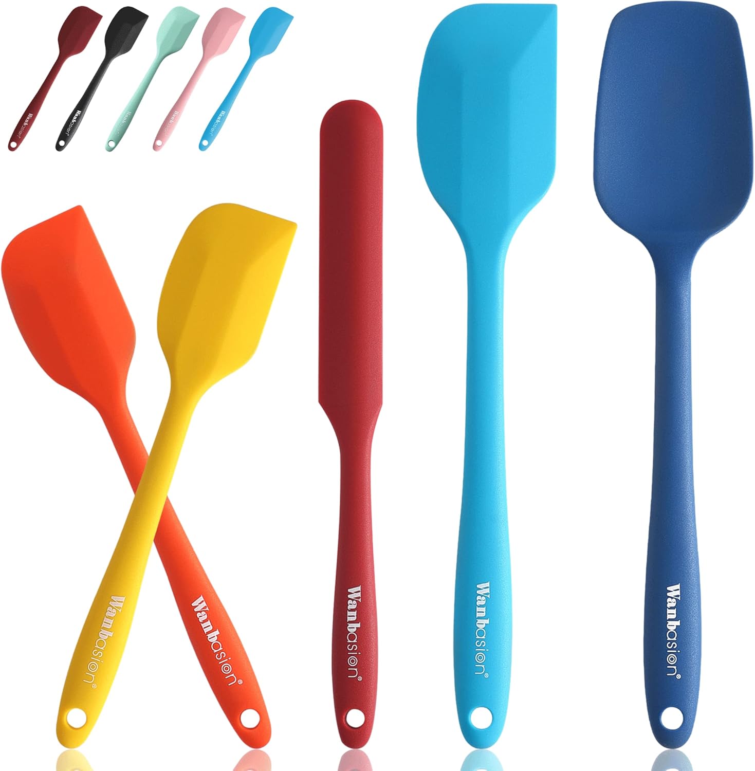 Wanbasion Multicolor 5 Piece Rubber Spatula Set Heat