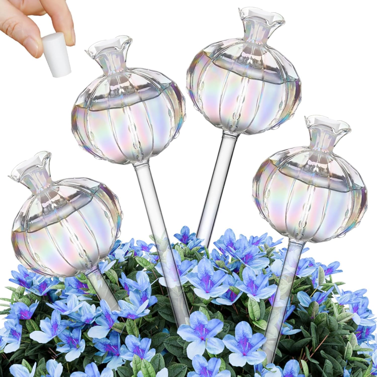 Ampoules d'arrosage automatiques, 4 pièces Boules d'arrosage Cactus Boules d'arrosage en verre colorées Ampoules d'arrosage automatiques Dispositifs d'arrosage pour plantes d'intérieur, jardin
