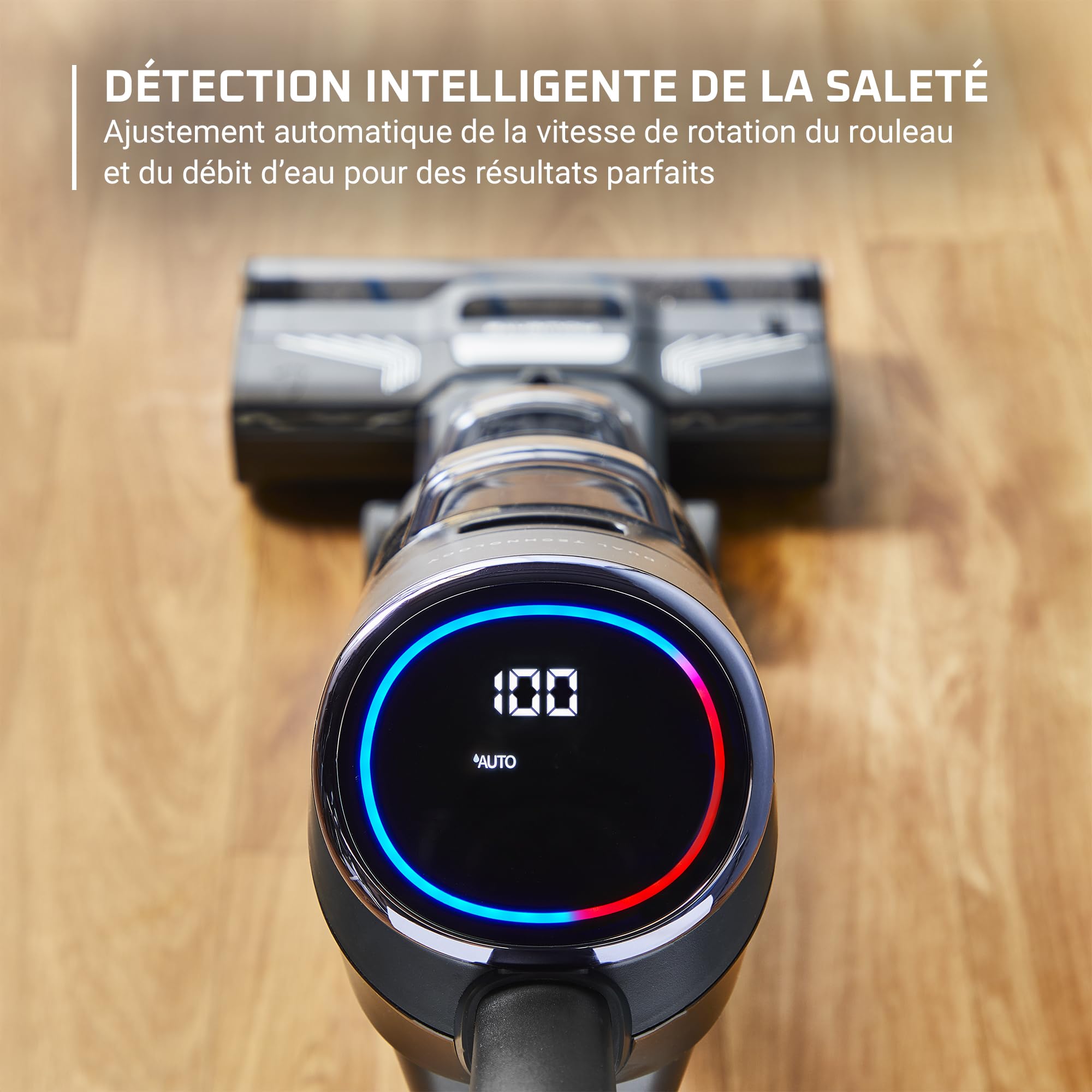Rowenta X-Clean 4 Aspirateur Balai Laveur sans Fil, Aspiration et Lavage Puissant, Intelligent, Autonomie 50min, Autonettoyage GZ5036WO, Gris
