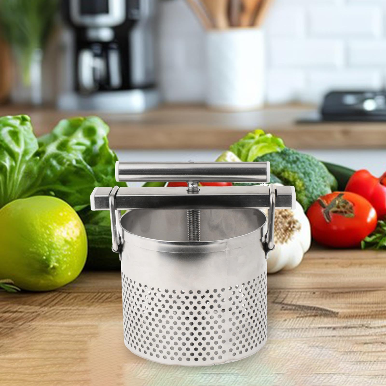 Manuelle Gemüse-Trockenpresse, 0,8 l, Edelstahl, für Teigtaschenfüllung und Fleisch
