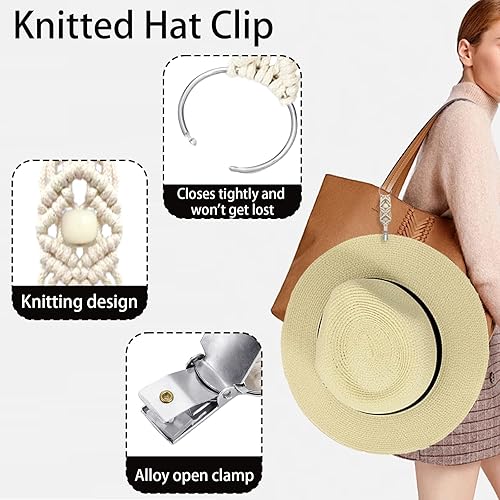 Miniatura 3 de MEIXINZHI 3 clips de algodón para sombreros de viaje, clip de sombrero de punto para bolsa, mochila, equipaje, vacaciones en la playa, crucero