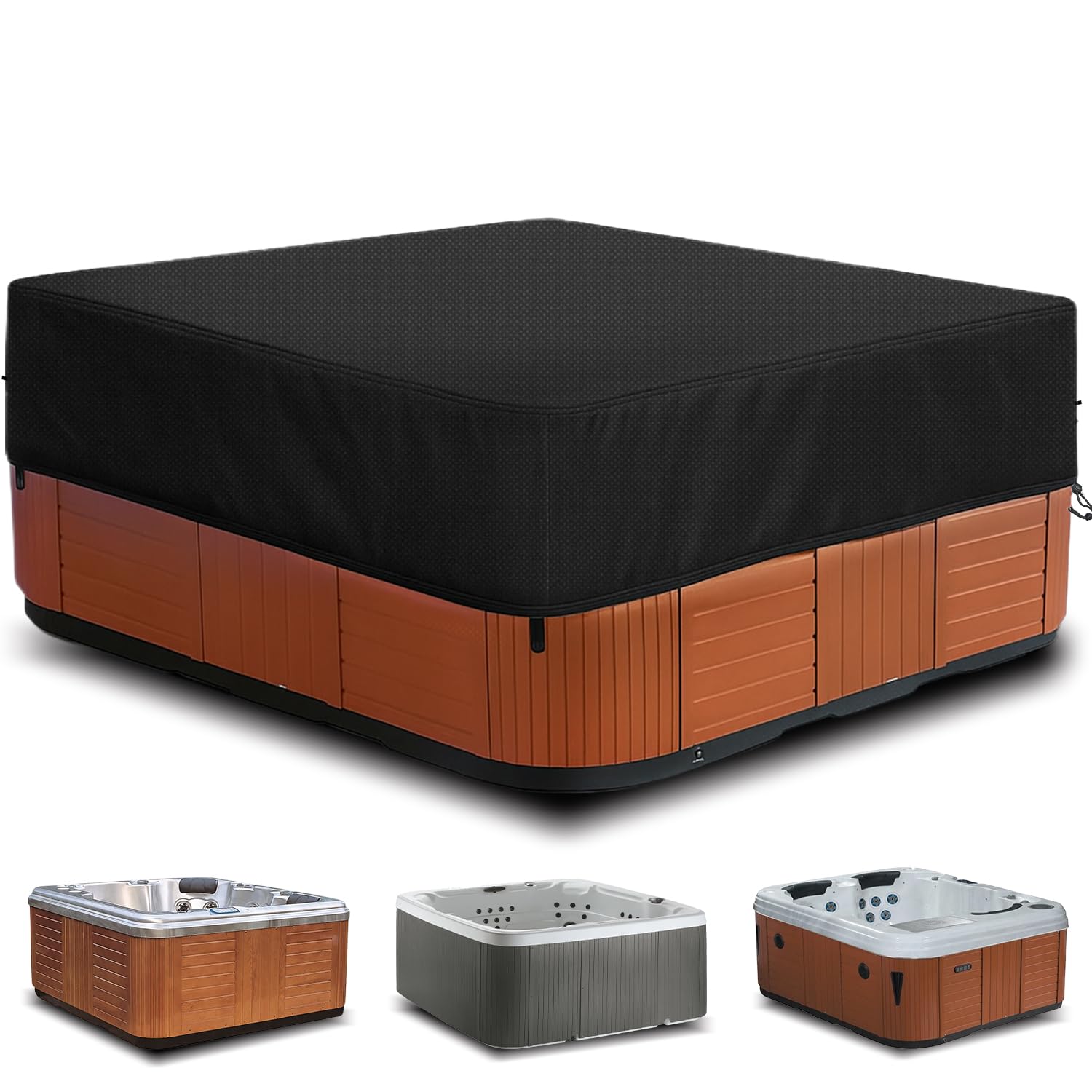 Housse De Protection Spa Couverture,Bache Spa ImperméAble,Tissu Oxford 420D,Bain à Remous Étanche à la poussière et aux UV Coupe Vent - Noir (220 * 220 * 25 cm)