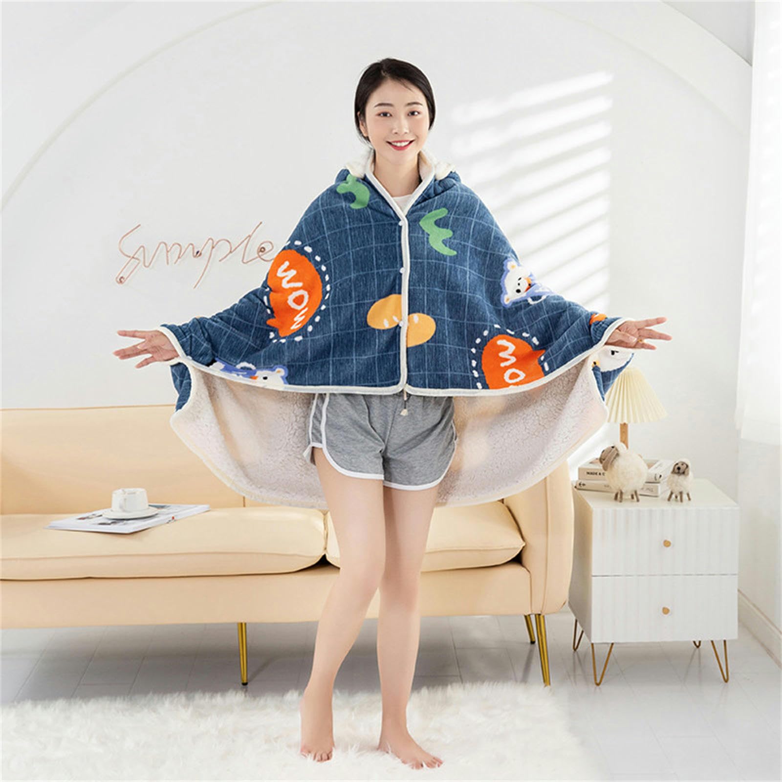 Decken Hoodie Schaldecke Büro Kinder Mittagspause Decke Winter Verdickte Studentische Kapuze -schal -umhangdecke