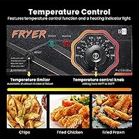 Vista 3 de VIVOHOME 110V Freidora eléctrica comercial de 20.7 Qt con 2 cestas extraíbles de 6.35 QT, protección contra sobrecalentamiento