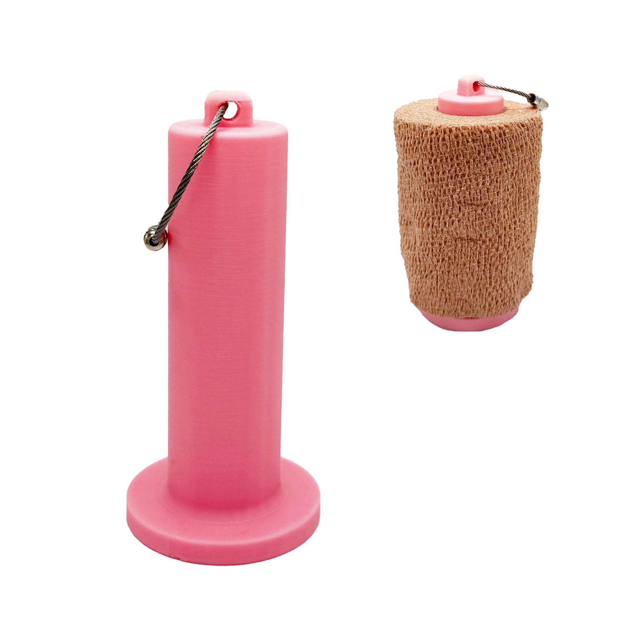 Rollie Holdie – Medical Tape &amp; Gauze Roll Holder with Keyring Attachment – Compact and Portable (Bubble Gum Pink, 3 Inch Holder)