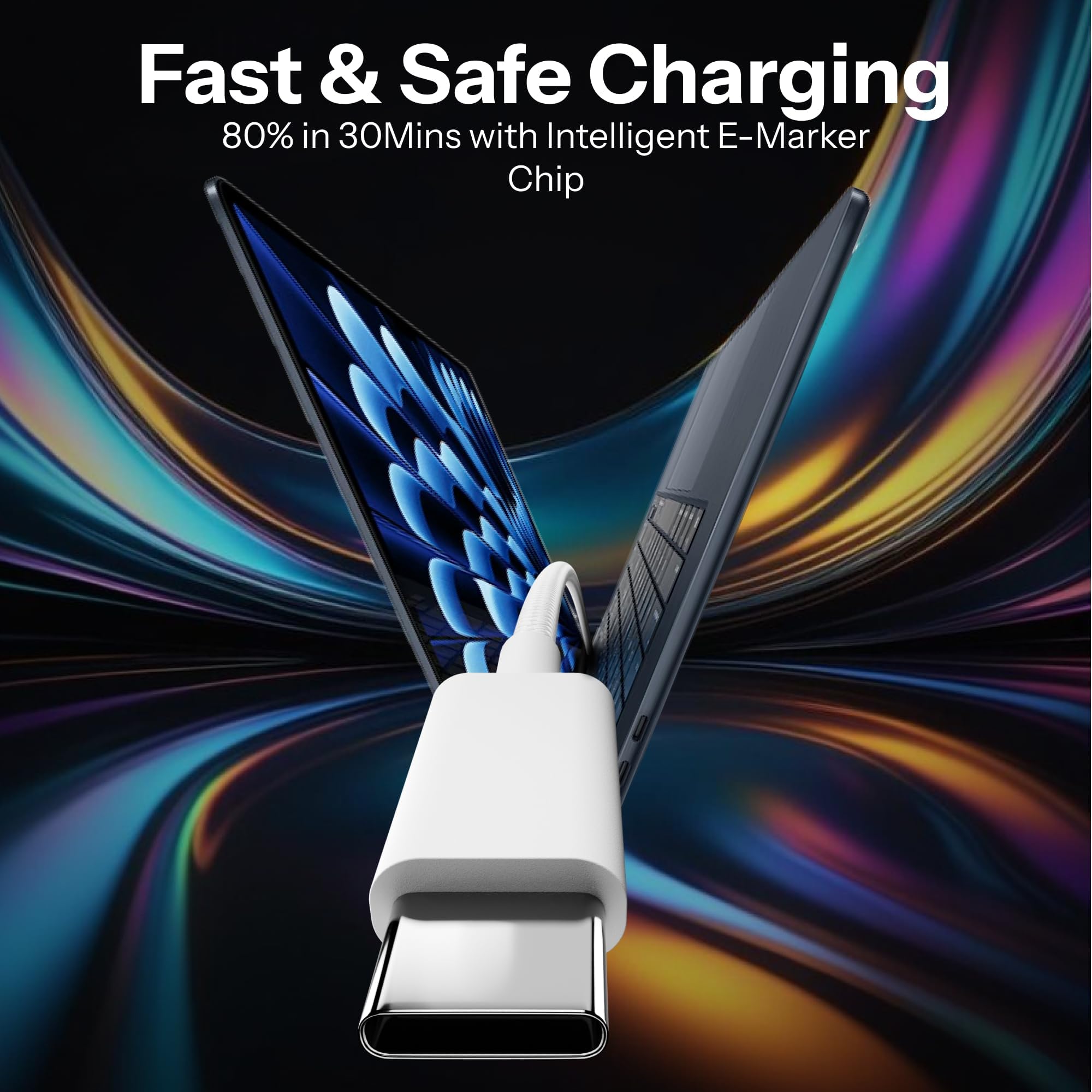 iPhone Original 80W USB C to Type C Nylon Braided Charger Cable [MFi Certified, 2 YEAR WARRANTY*] Fast PD Charging Compatible for iPhone 16/16e/15/Pro/Max Series/MacBook & Other USB Type C Devices — Amazon image 7