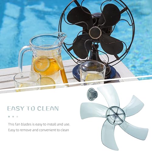 Miniatura 7 de LIFKOME 1 juego de hojas de repuesto de plástico con cubierta de tuerca para ventilador de pie universal, universal de 11 pulgadas, 5 hojas,