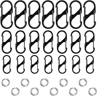 21pcs Snap Hook Carabiner, 3 Sizes Metal Snap Hook Clip with 10pcs Key Ring Quick Disconnect Clips Zipper Lock Clip Mini Small Carabiner S Carabiner Clips for Sports Outdoors Camping Climbing (Black)