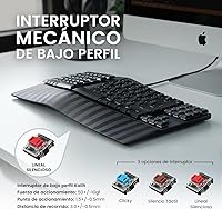 Vista 6 de Perixx PERIBOARD-335RD ES Teclado compacto mecánico ergonómico con Cable - Interruptores lineales rojos de perfil Bajo - Teclas programables