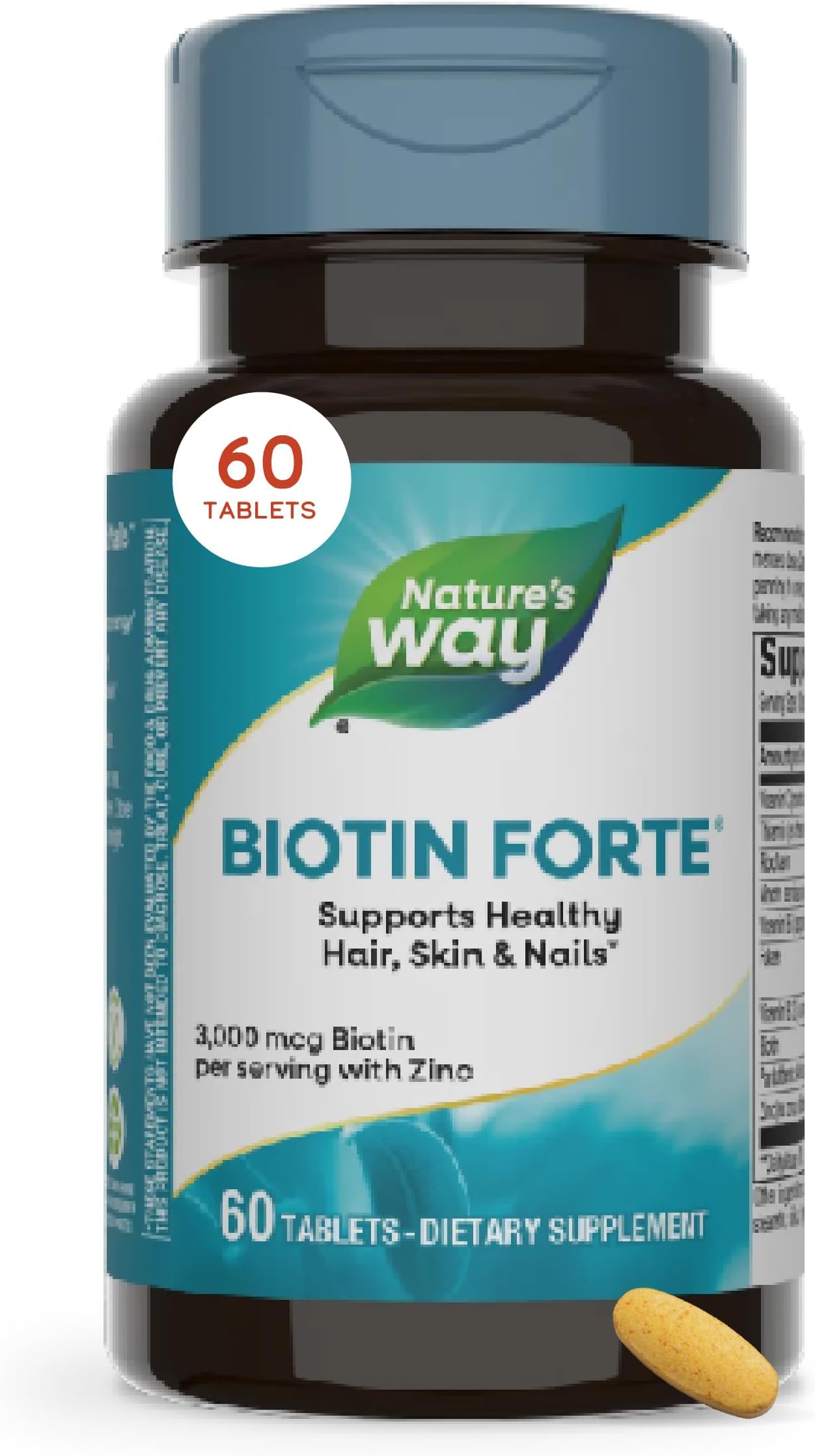 Nature's Way Biotin Forte, Hair, Skin, and Nails*, 3000 mcg Biotin, 60 ct