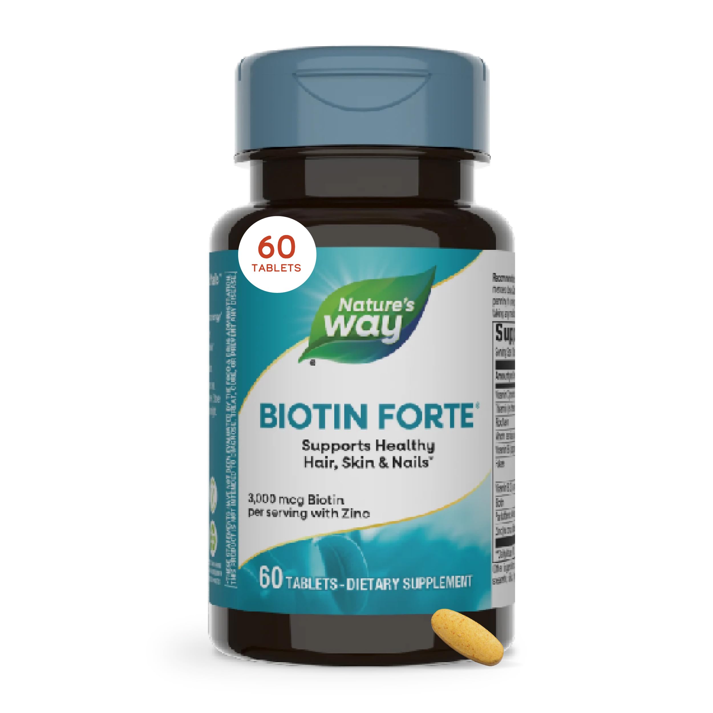 Nature's Way Biotin Forte, Hair, Skin, and Nails*, 3000 mcg Biotin, 60 ct
