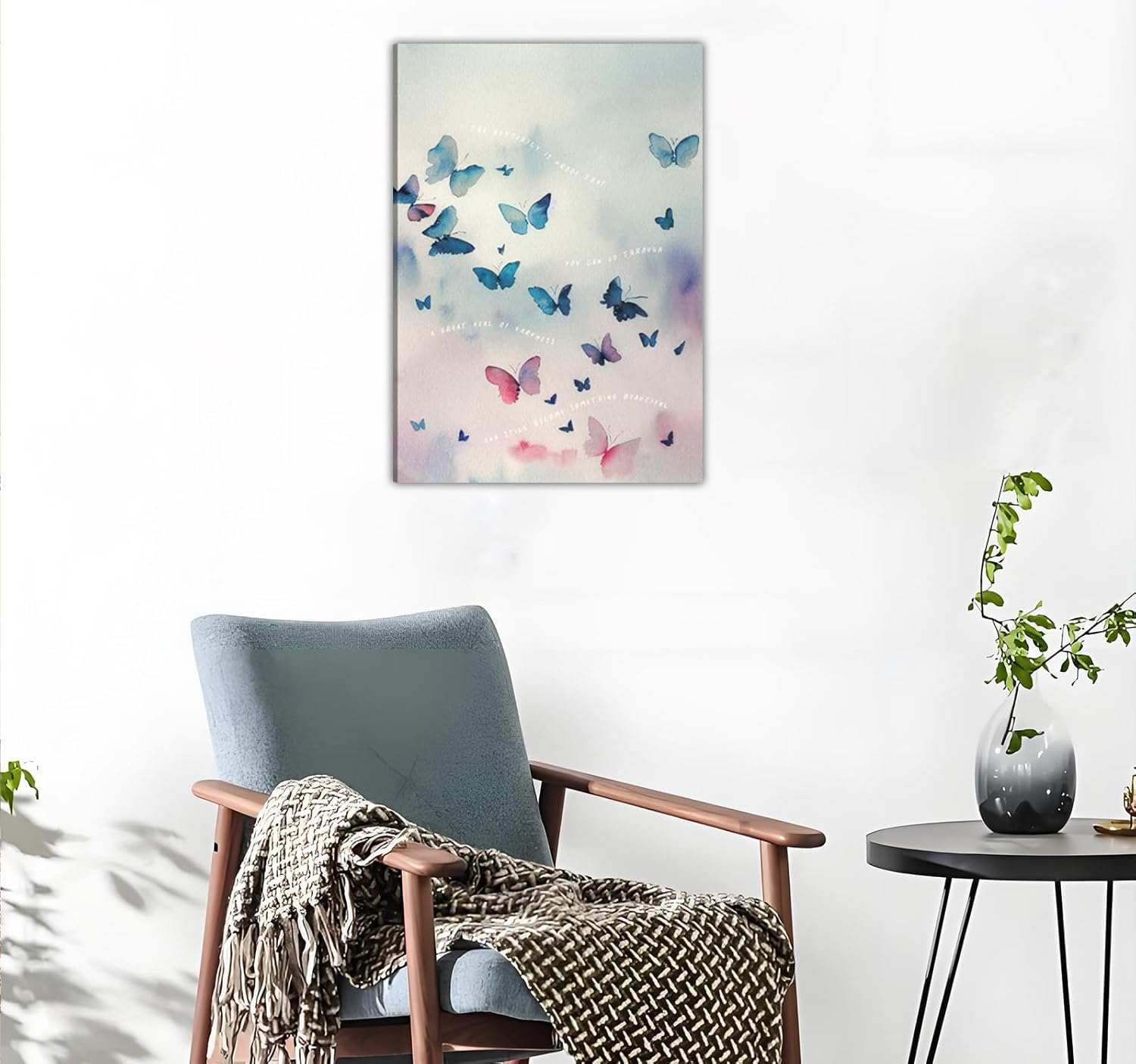 Butterfly canvas Wall Art Watercolor Abstract Butterfly poster prints Therapist Psychologist Office inspirational pictuer wall decor for Calm Corner Yoga Room Counseling Room Scene Decoration
