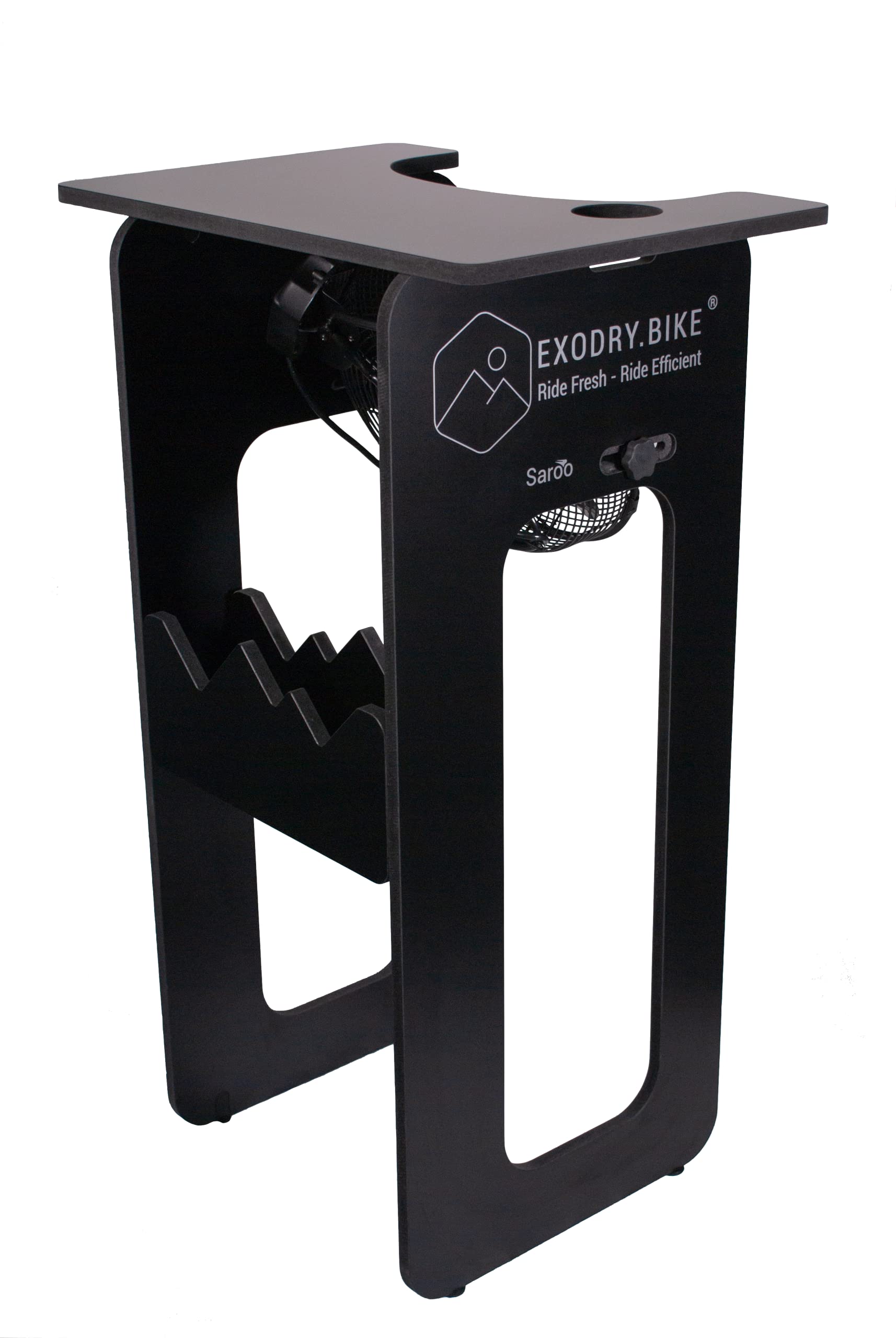 Saroo - Bureau d'Entraînement pour Cyclisme Indoor - avec Ventilation Réglable - Support pour Appareils multimédia - Compatible Tout Home Trainer - Fabriqué en France