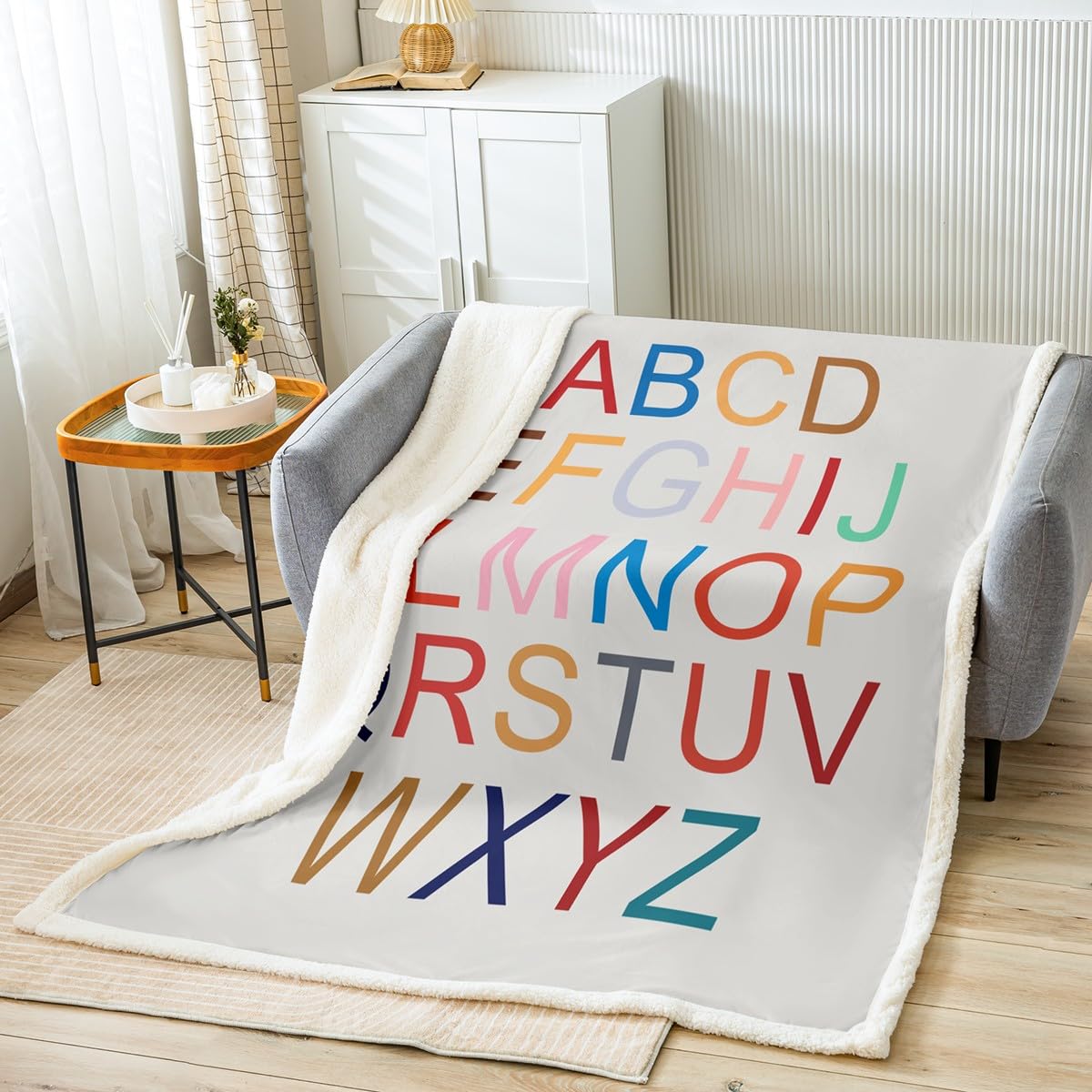 3D Alphabet Sherpa Blanket - Colorful, Soft, Cozy, Lightweight, Plush Fleece Learning Alphabet Blanket Gifts for Kids, Girls, Bed, Chair, Office, Sofa (Throw 50"x60") โ image 1